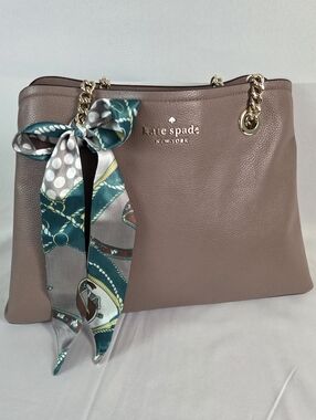 Kate Spade Pebbled Leather Chain Shoulder Bag Taupe/Mauve